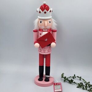 Sweet Treats Wood Valentines Day Nutcracker King Pink Red Heart Love Letter 14"